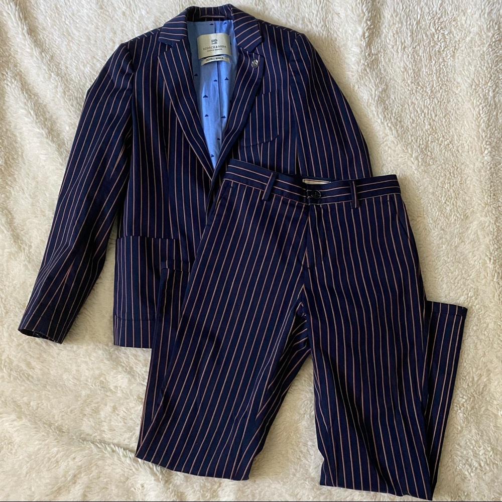 Scotch & Soda Navy and Pink Striped Kids Matching Set